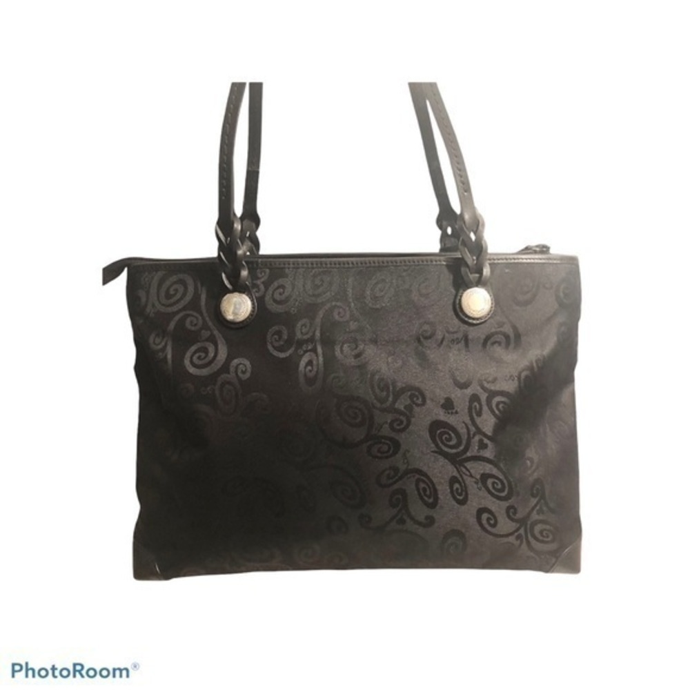 Brighton black fabric and leather tote bag zipper - Picture 10 of 10